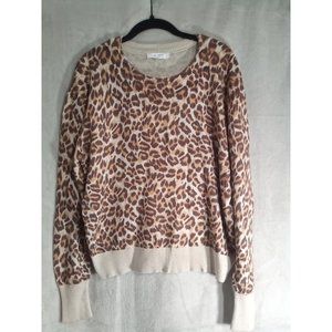 Elodie Women's Knit Animal Instinct Print Sweater Size L Brown Leopard Print